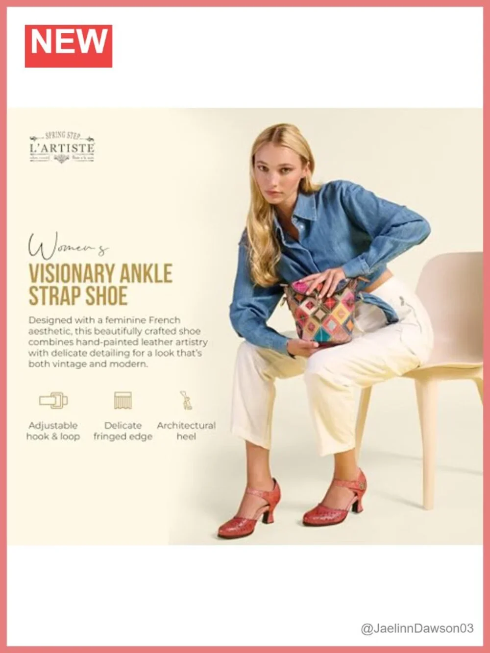 Hand Painted Leather D'Orsay Pumps with Ankle Strap